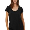 Tops VELVET | Velvet Kira Short Sleeve Soft V-Neck Tee In Black