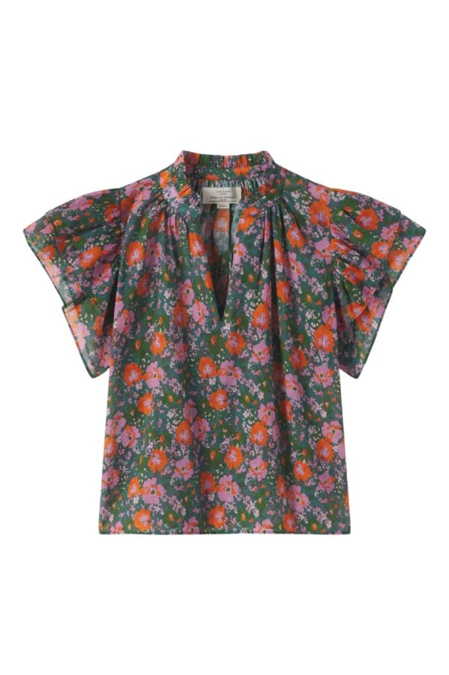 Tops Trovata | Trovata Birds Of Paradis Clover Blouse In Camellia Shrub