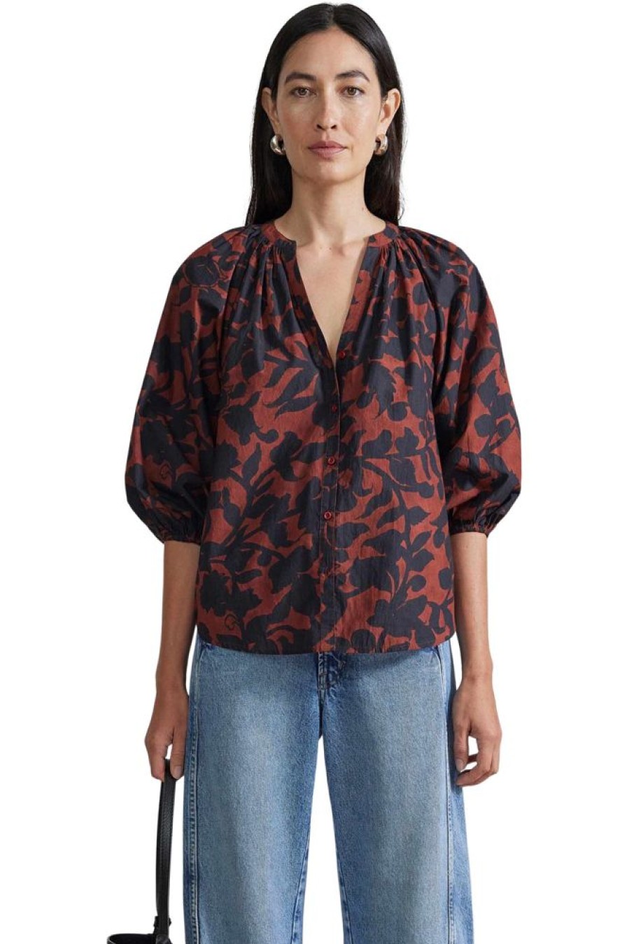 Tops Apiece Apart | Apiece Apart Mitte Top In Deep Botanical Floral