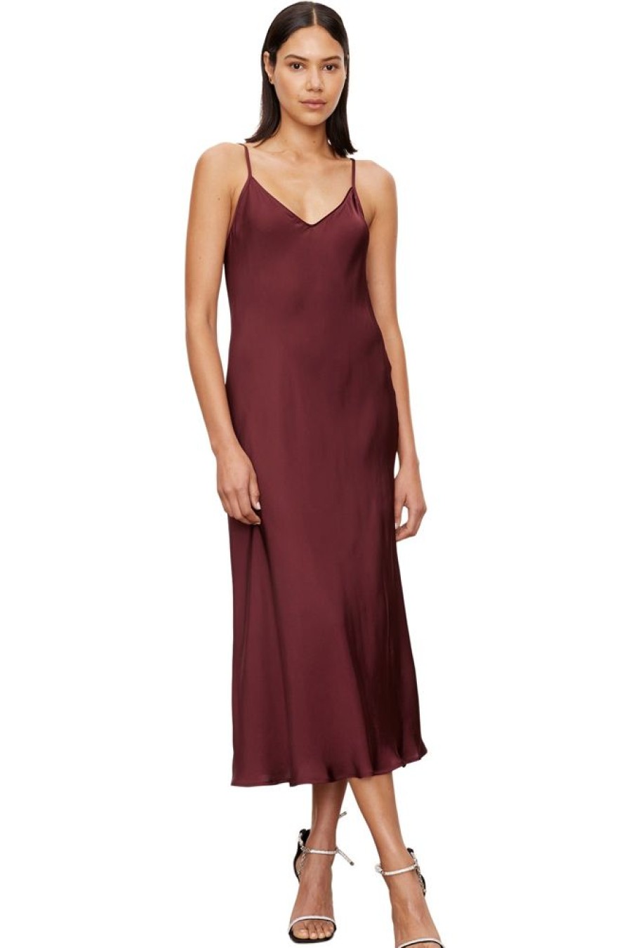 Dresses & Jumpsuits VELVET | Velvet Poppy Satin Slip Dress In Malbec