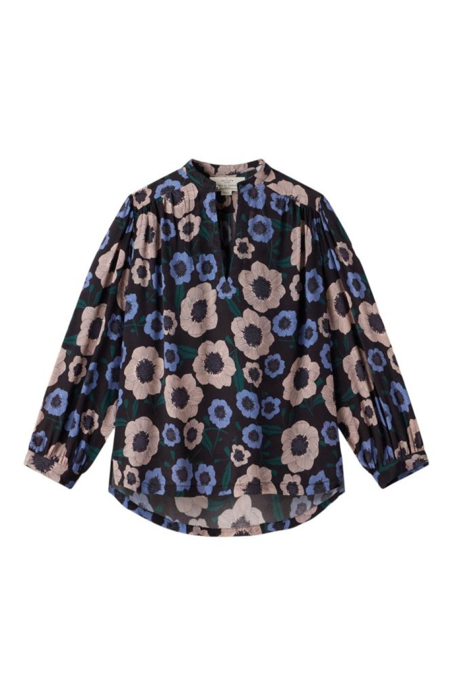 Tops Trovata Birds of Paradis | Trovata Birds Of Paradise Bailey Blouse In Navy Poppies