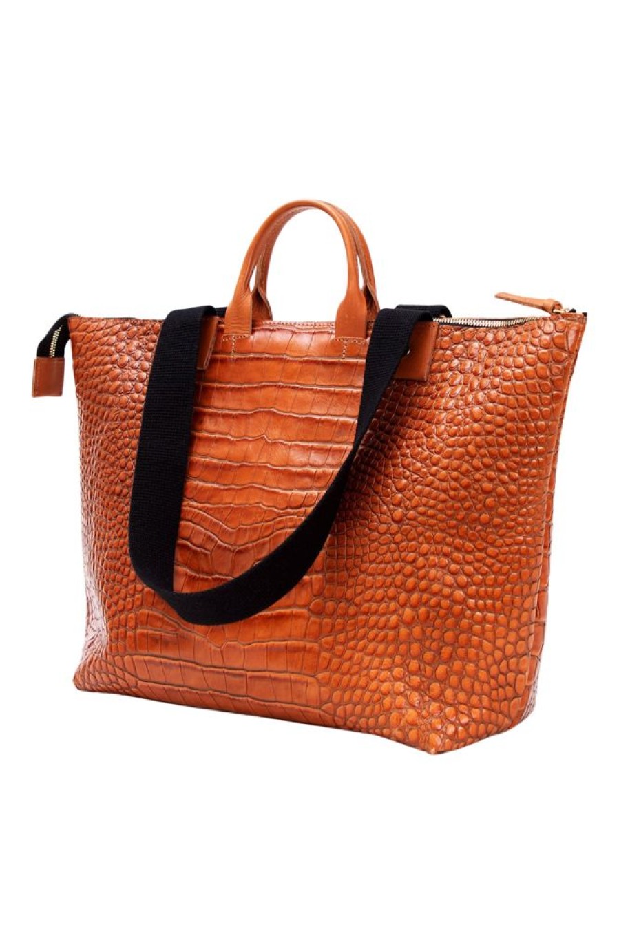 Accessories CLARE V. | Clare V. Le Zip Sac In Cuoio Croco Cuoio Autumn Croco