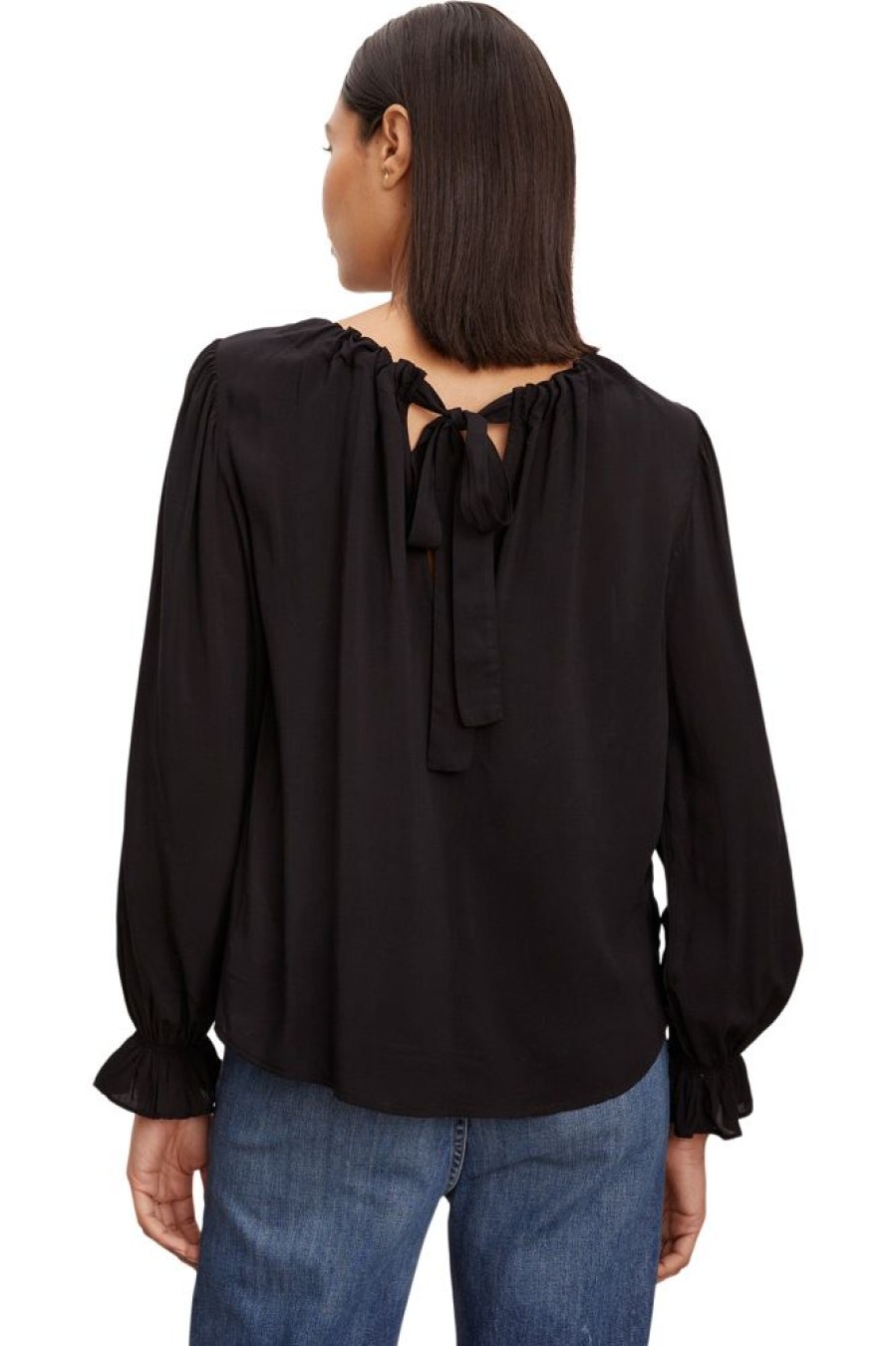 Tops VELVET | Velvet Bristol Long Sleeve Blouse In Black