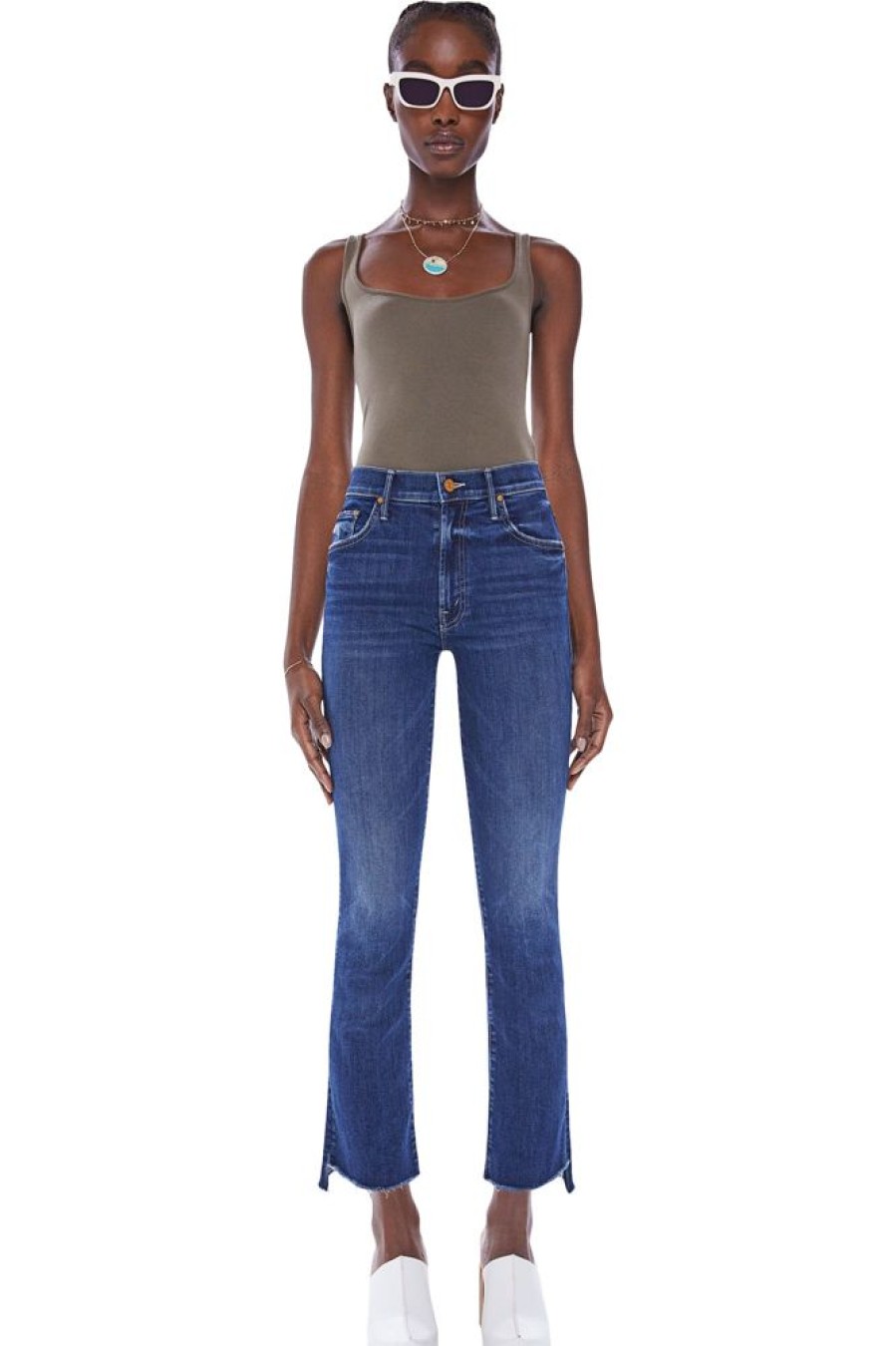 Denim Mother Denim | Mother Denim The Insider Crop Step Fray In Teaming Up