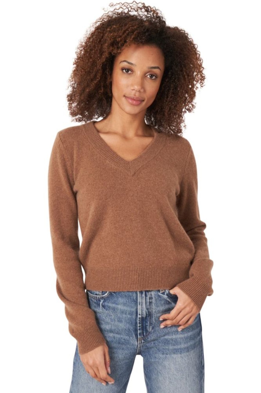 Sweaters REPEAT | Repeat Cashmere V-Neck Sweater In Hazel