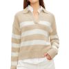 Sweaters VELVET | Velvet Lucie Striped Polo Sweater In Sable Milk