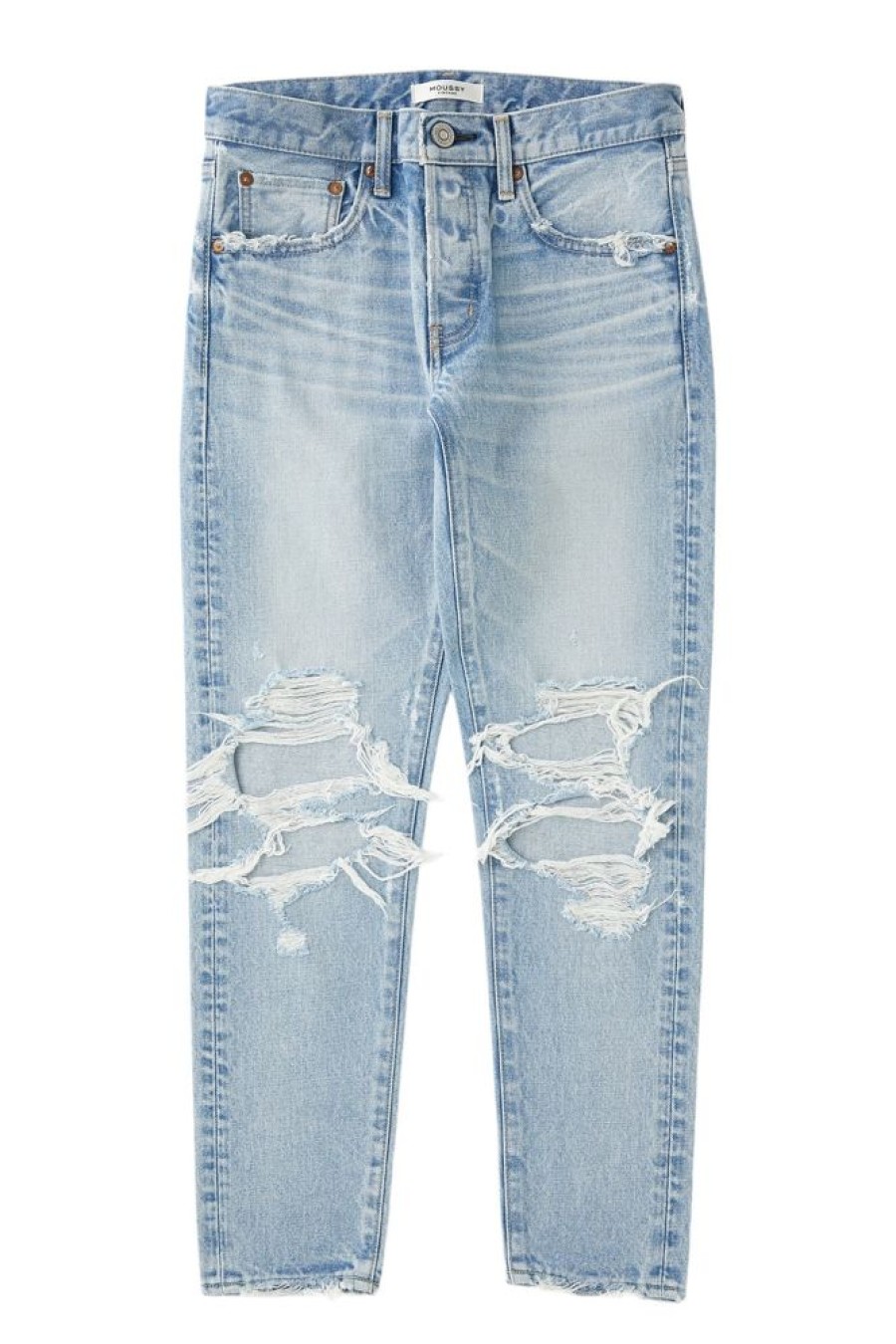 Denim Moussy Denim | Moussy Denim May Tapered Mid Rise Jeans In Light Blue