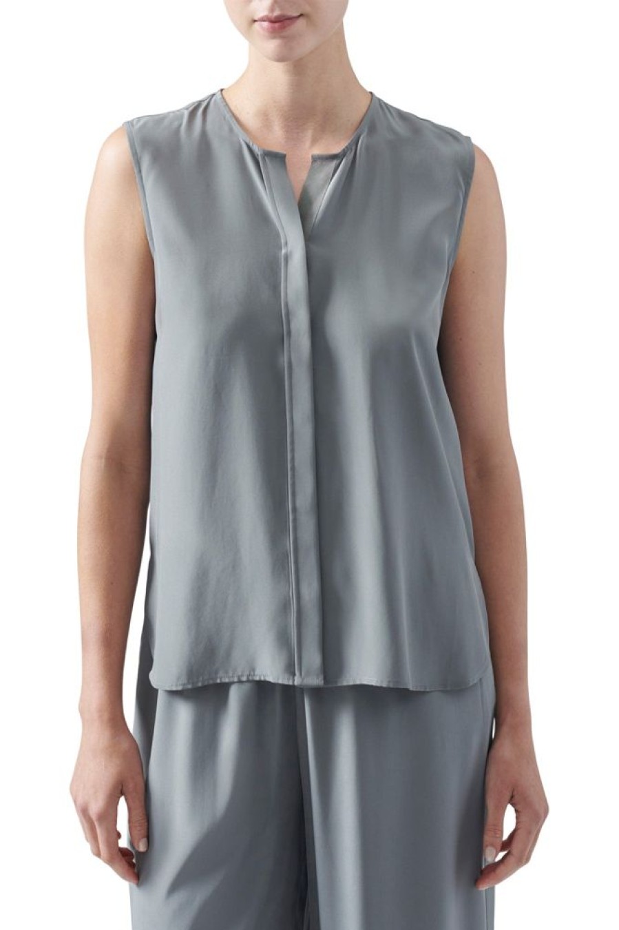 Tops ATM AnthonyThomas Melillo | Atm Silk Charmese Top In Medium Grey Birch