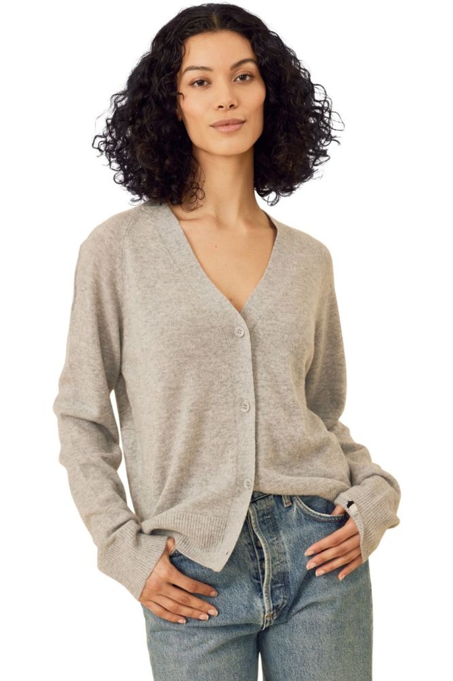 Sweaters One Grey Day | One Grey Day Sloane Cashmere Cardigan In Heather Grey