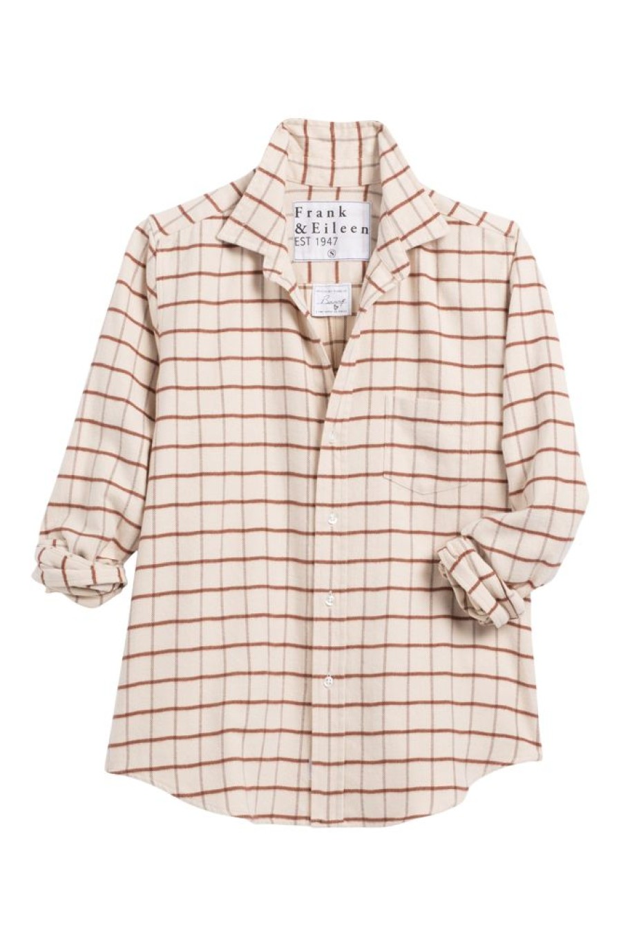 Tops Frank & Eileen | Frank & Eileen Barry Tailored Button Up Shirt Cream, Brown Windowpane