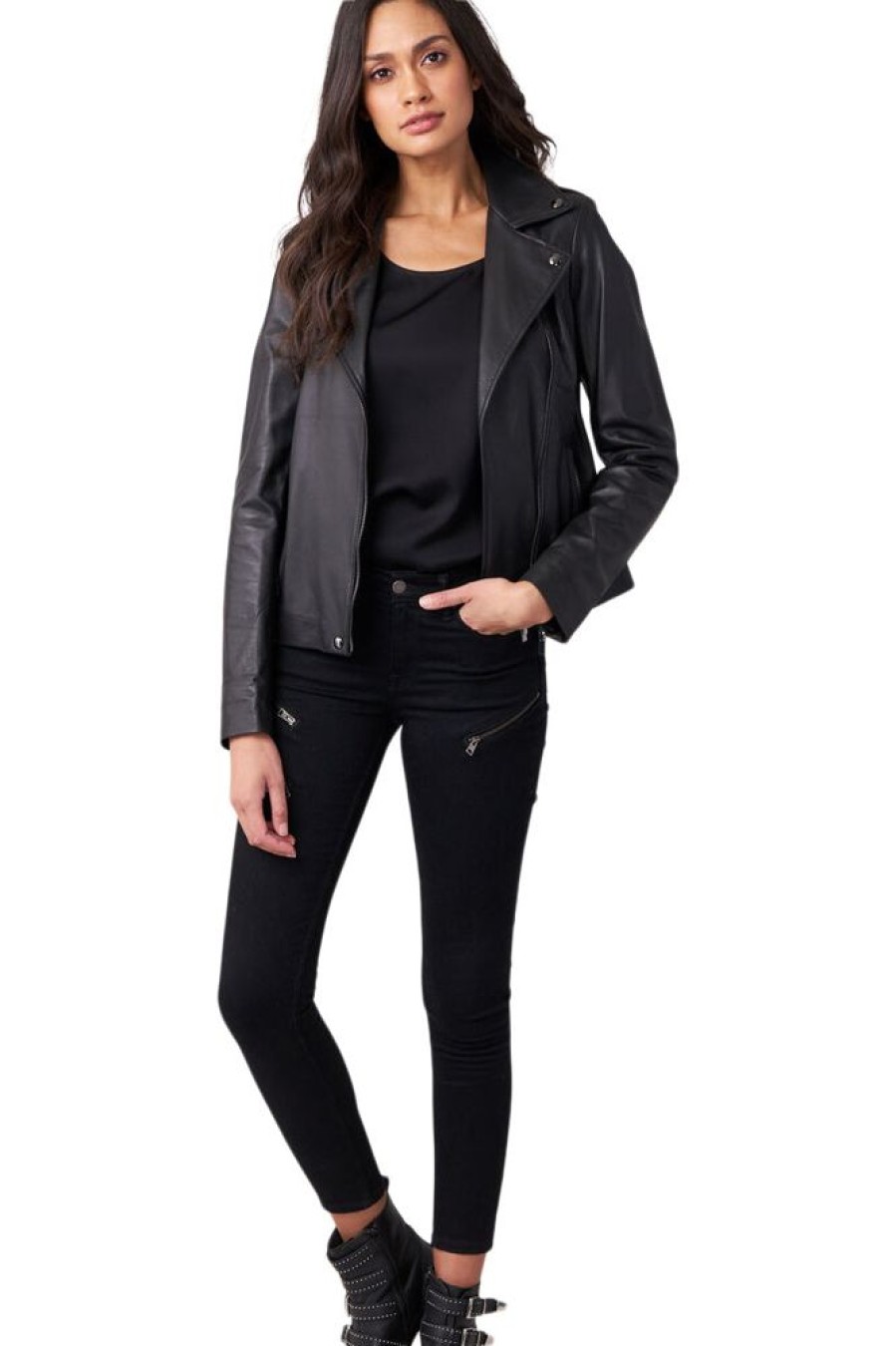 Blazers & Outerwear REPEAT | Repeat Cashmere Leather Moto Jacket