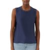 Tops ATM AnthonyThomas Melillo | Atm Silk Charmeuse Muscle Tee In Dark Navy True Navy