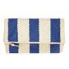 Accessories CLARE V. | Clare V. Foldover Clutch With Tabs In Indigo & Cream Woven Racing Stripes