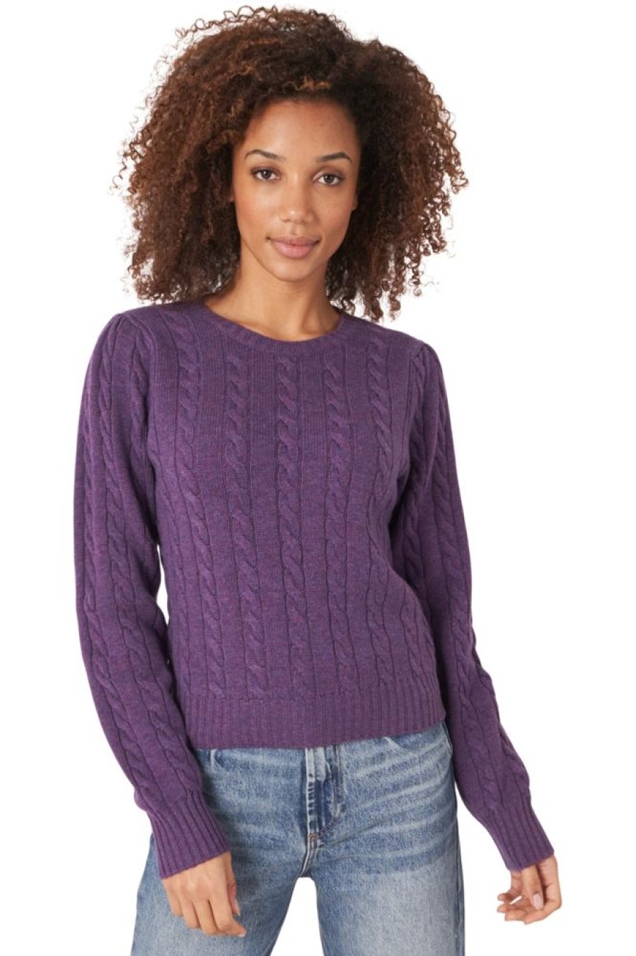 Sweaters REPEAT | Repeat Cashmere Cable Crew In Amethyst