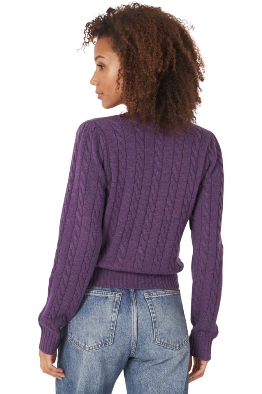 Sweaters REPEAT | Repeat Cashmere Cable Crew In Amethyst