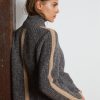 Sweaters AUTUMN CASHMERE | Autumn Cashmere Tipped Tweed Mock With Rib Raglan Detail In Asphalt-Cork Combo