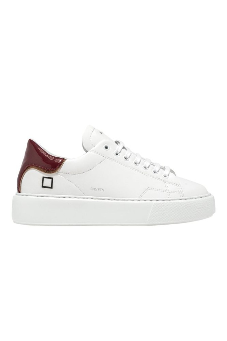 Accessories D.A.T.E | D.A.T.E. Sfera Patent Sneaker In White Bordeaux White - Bordeaux