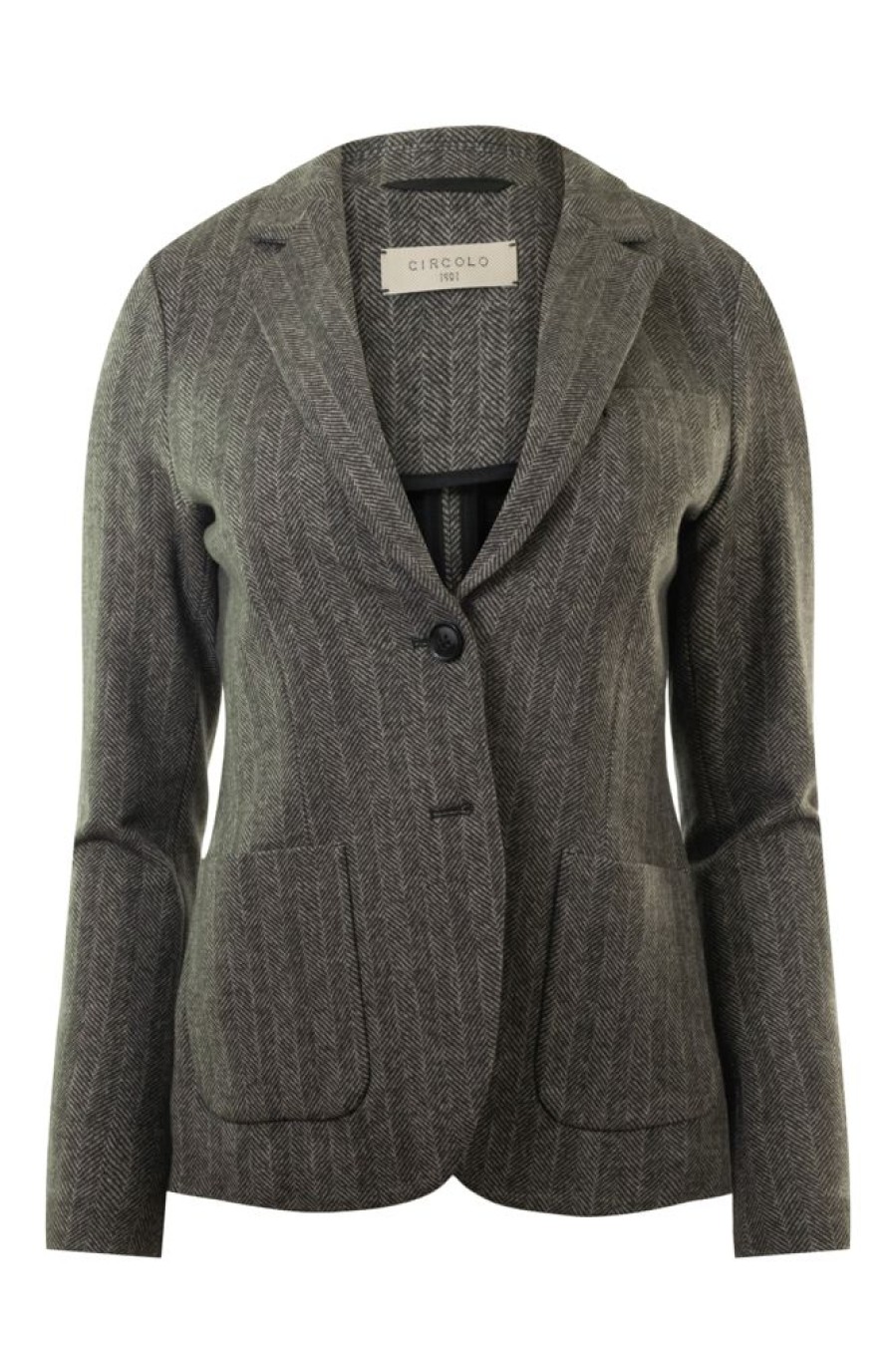 Blazers & Outerwear CIRCOLO 1901 | Circolo 1901 Herringbone Fleece Slim Fit Blazer