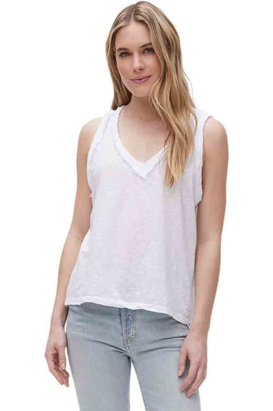 Tops MICHAEL STARS | Michael Stars Dina Mixed Fabric Tank