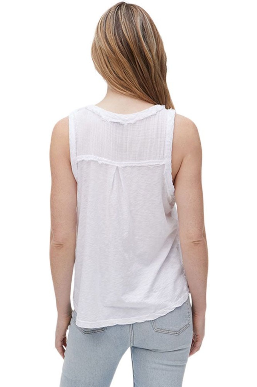 Tops MICHAEL STARS | Michael Stars Dina Mixed Fabric Tank