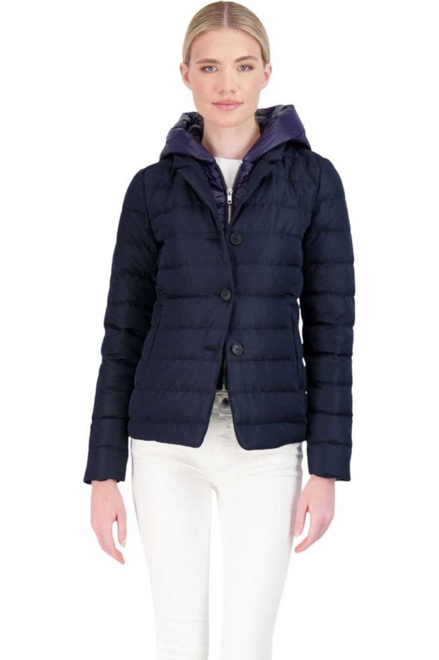 Blazers & Outerwear Cotes of London | Cotes Of London Devon Down Jacket With Hood In Ink Navy