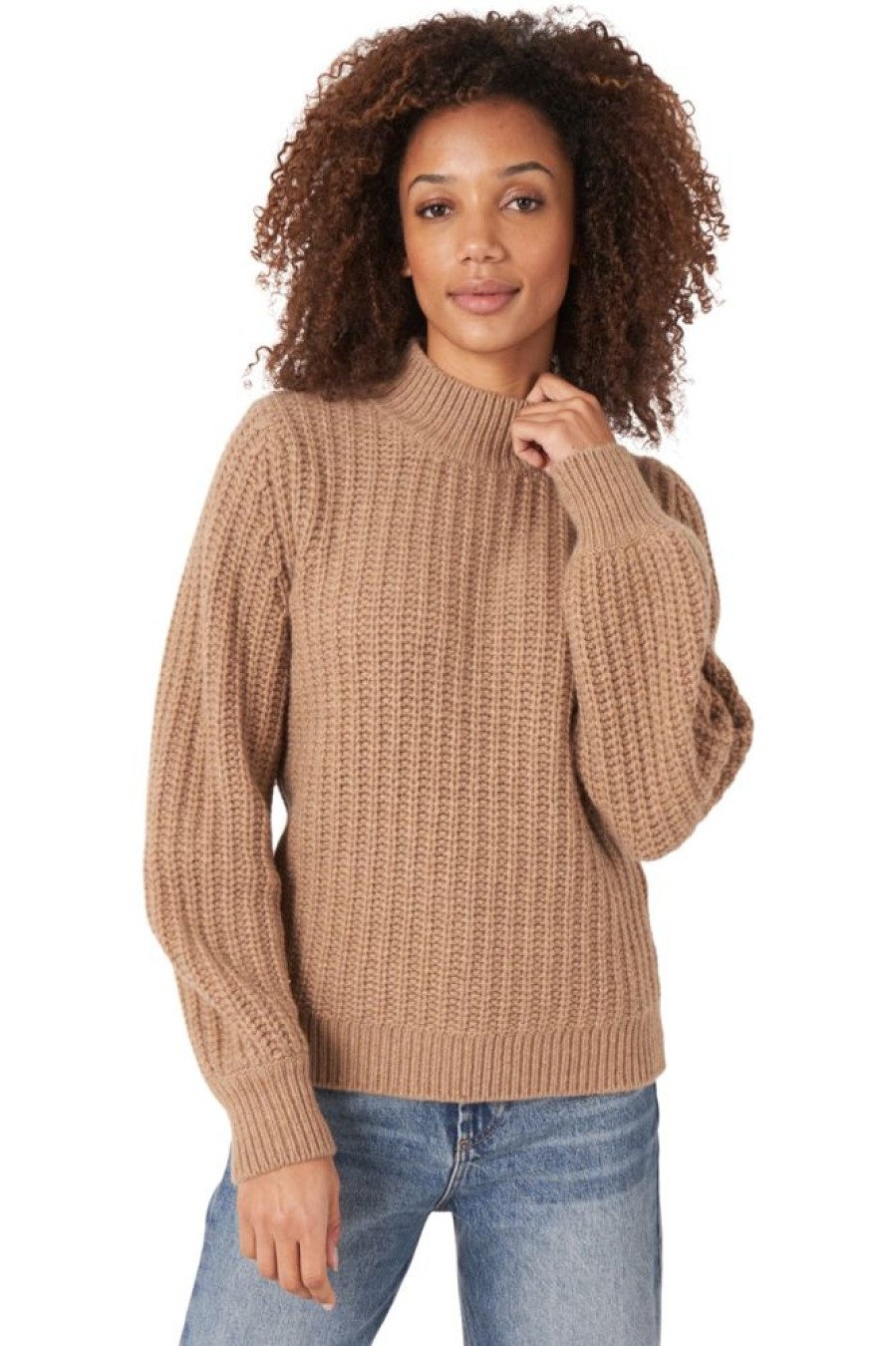 Sweaters REPEAT | Repeat Cashmere Mock Neck Sweater In Camel