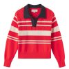 Sweaters Trovata | Trovata Birds Of Paradis Parker Polo Sweater In Red