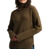 Sweaters WHITE & WARREN | White & Warren Cotton High Neck Ribbed Turtleneck Sweater In Deep Olive