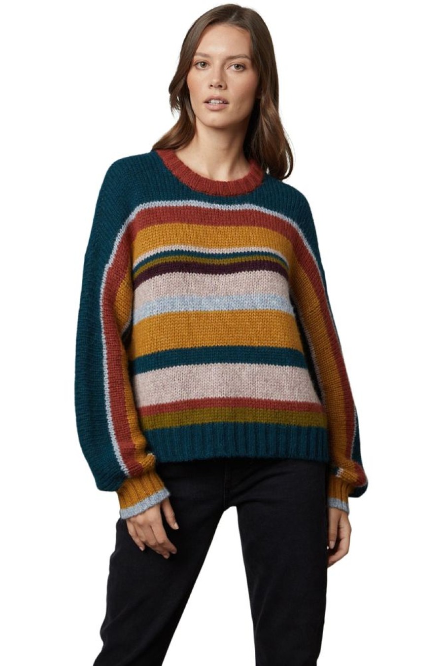 Sweaters VELVET | Velvet Samara Baby Alpaca Stripe Crewneck In Multi