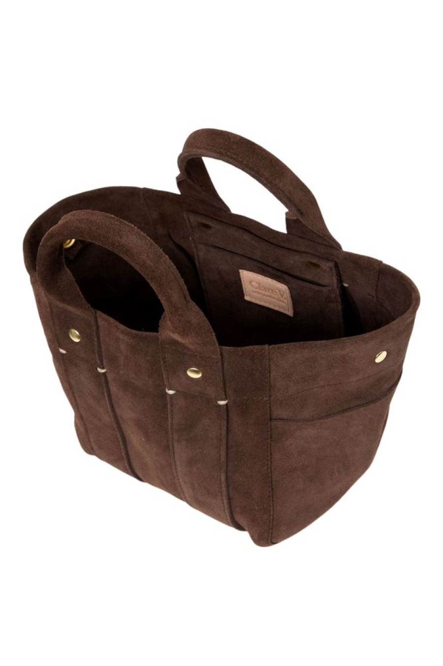 Accessories CLARE V. | Clare V. Le Petit Box Tote In Chocolate Suede