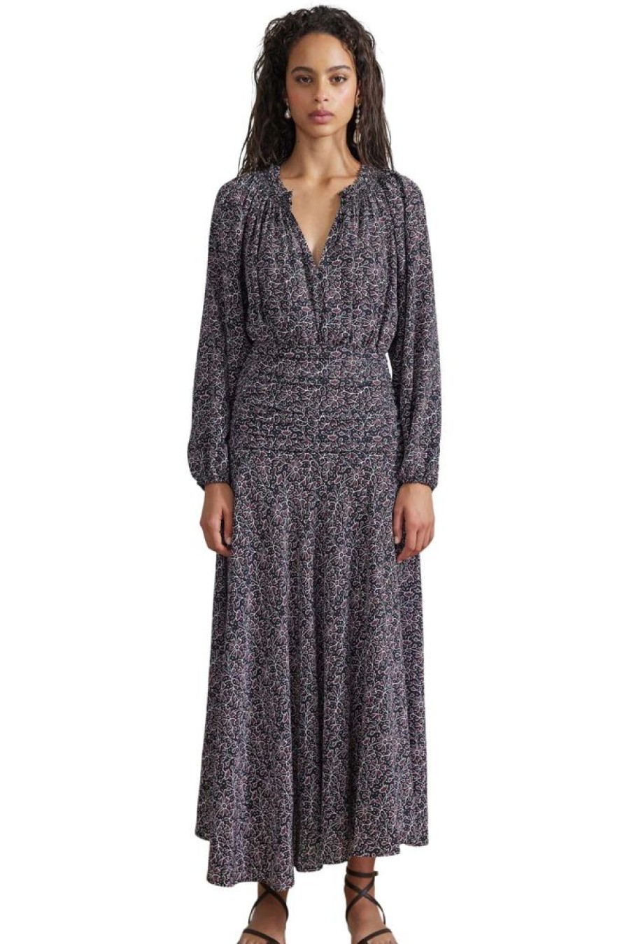 Dresses & Jumpsuits Apiece Apart | Apiece Apart Esparta Ruched Maxi In Night Garden Black