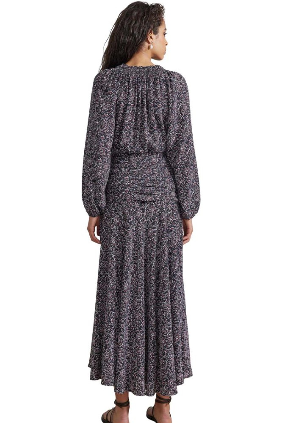 Dresses & Jumpsuits Apiece Apart | Apiece Apart Esparta Ruched Maxi In Night Garden Black