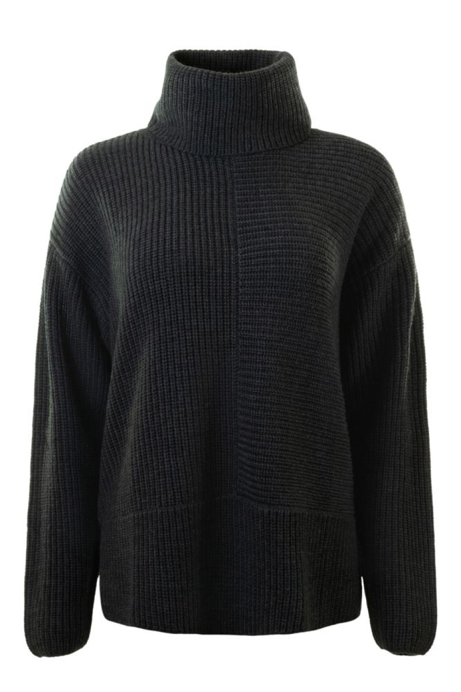 Sweaters REPEAT | Repeat Cashmere Two Way Textured Turtleneck Sweater In Dark Grey