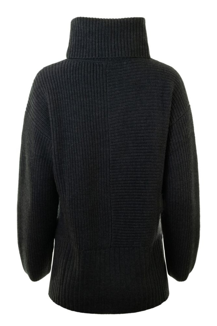 Sweaters REPEAT | Repeat Cashmere Two Way Textured Turtleneck Sweater In Dark Grey