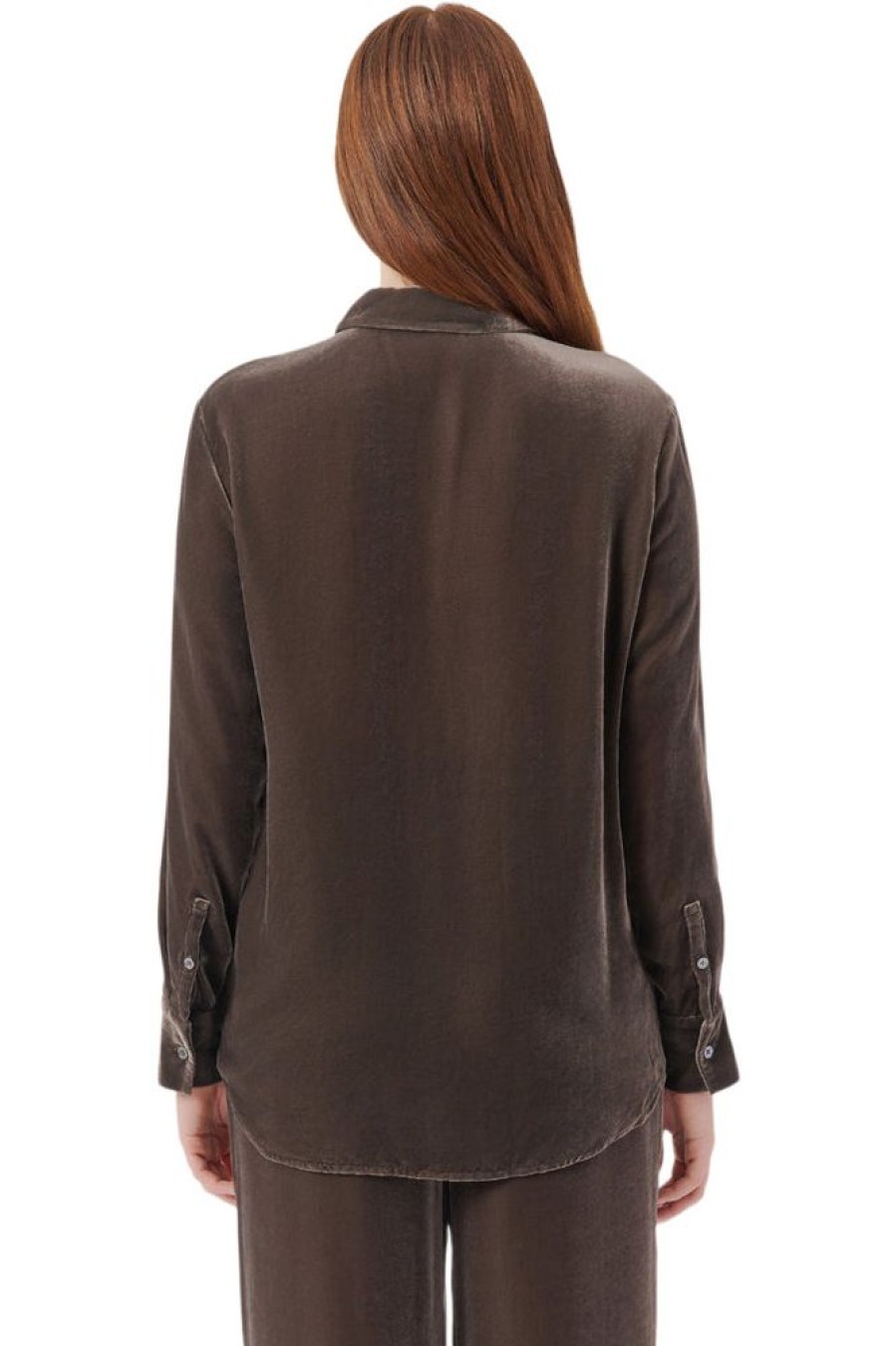 Tops ATM AnthonyThomas Melillo | Atm Velvet Boyfriend Shirt In Truffle Grey