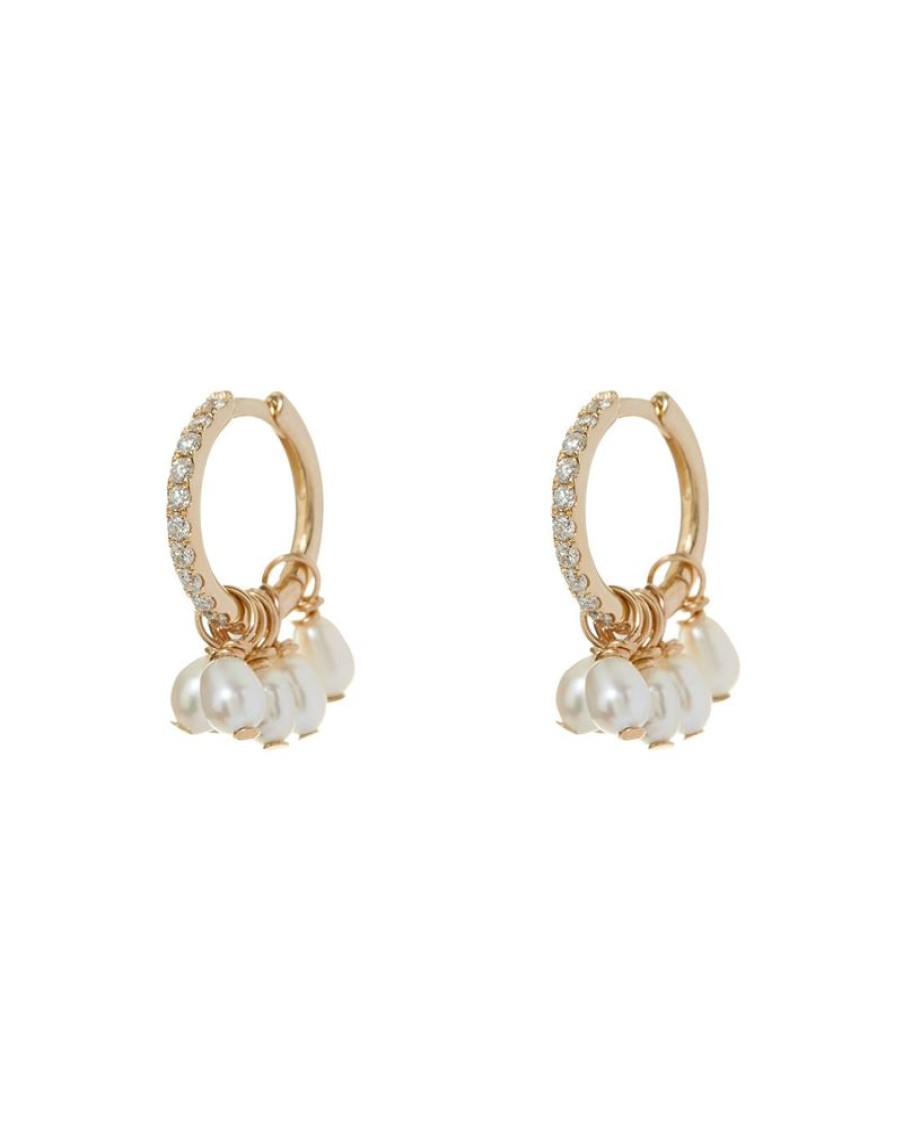 Jewelry Apres Jewelry | Apres Jewelry Pearl Cluster Huggies In 14Kt Yellow Gold 14K Yellow Gold