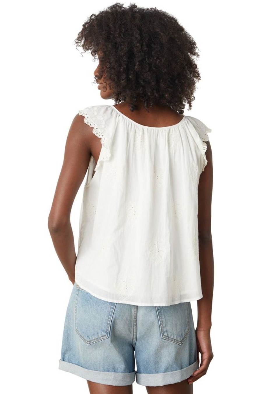 Tops VELVET | Velvet Lani Ruffle Cap Sleeve Top In Ivory