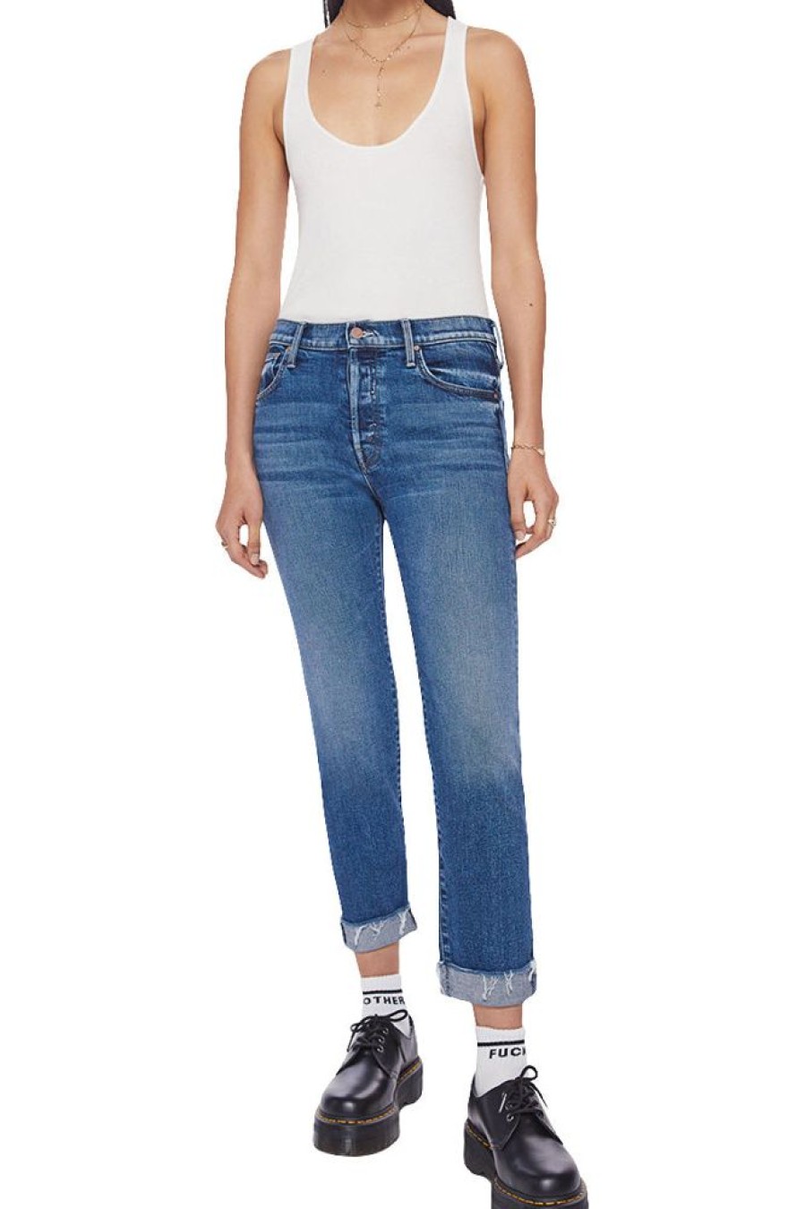 Denim Mother Denim | Mother Denim Scrapper Cuff Ankle Fray Denim In Smashing Banjos