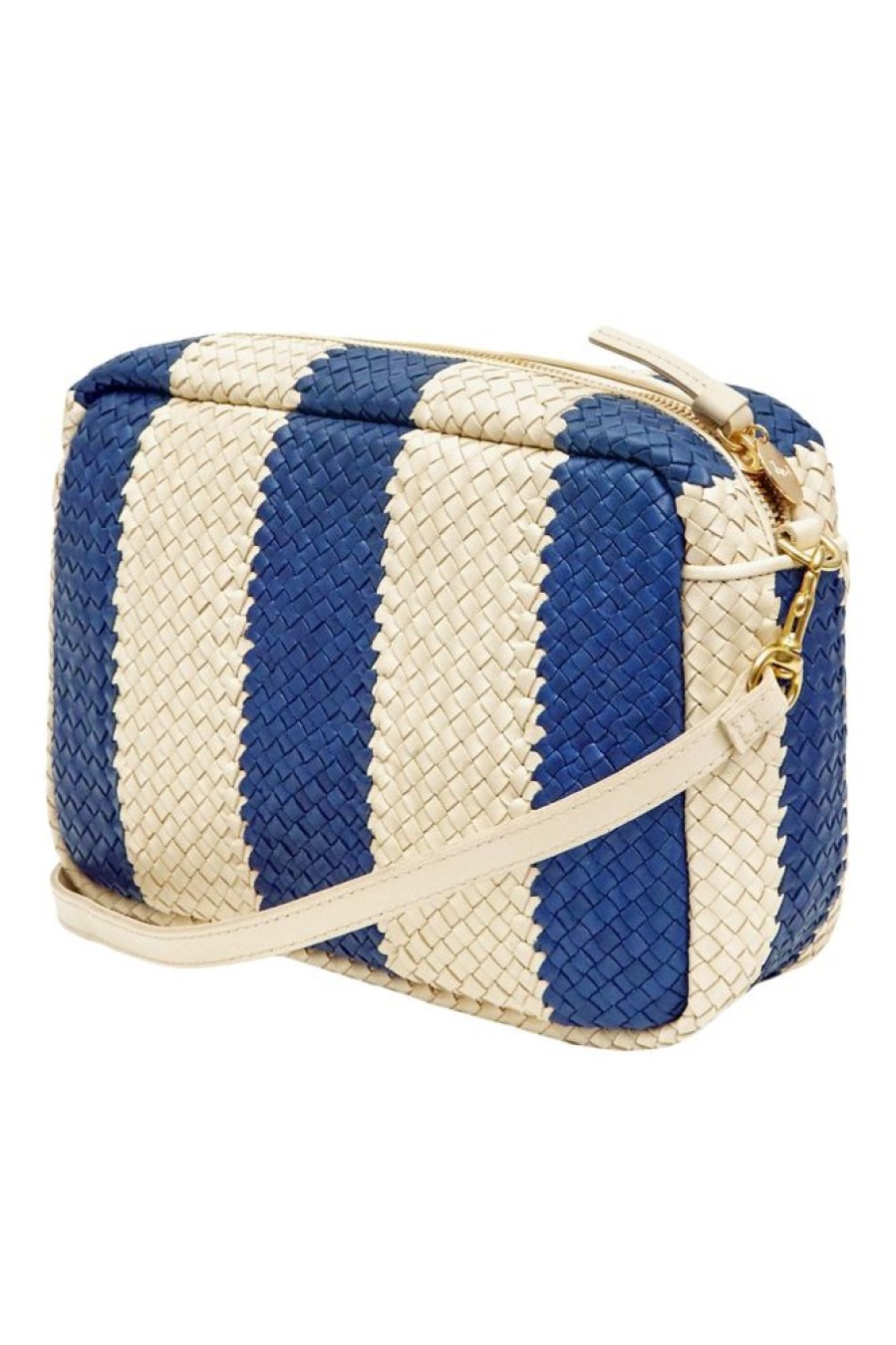 Accessories CLARE V. | Clare V. Marisol In Indigo & Cream Woven Racing Stripes