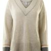 Sweaters AUTUMN CASHMERE | Autumn Cashmere Oversized V-Neck With Crochet Details In Mojave / Neutral Combo