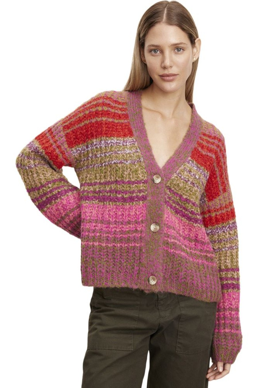 Sweaters VELVET | Velvet Eddie Alpaca Striped Cardigan In Multi