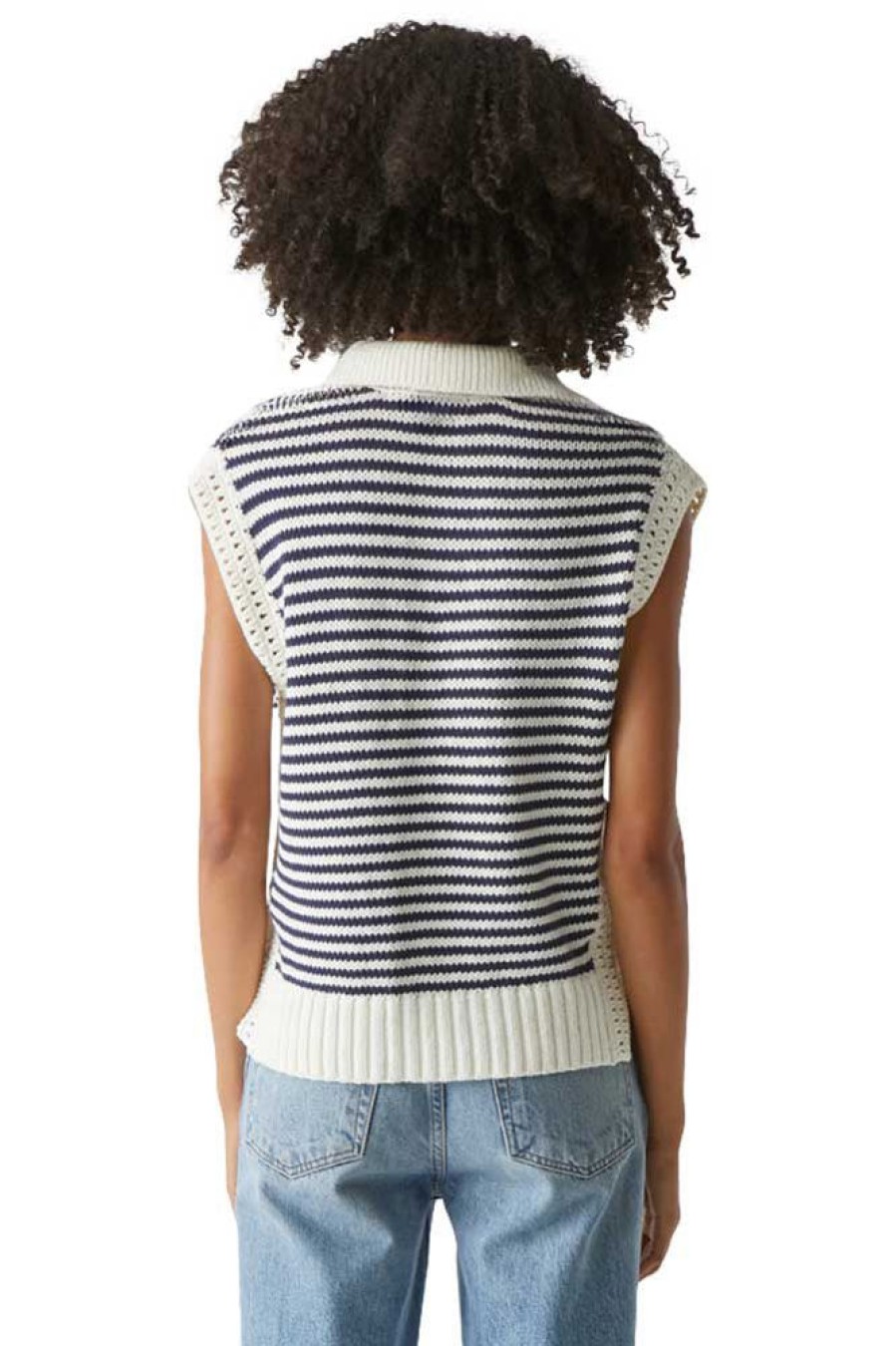 Sweaters MICHAEL STARS | Michael Stars Torrance Collared Sweater Vest In Nocturnal Stripe