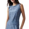 Tops ATM AnthonyThomas Melillo | Atm Silk Charmeuse Sleeveless Muscle Tee In Naval Blue Combo