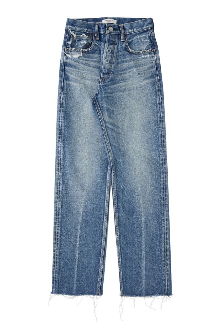 Denim Moussy Denim | Moussy Denim Ashleys Wide Straight Leg Jeans In Blue