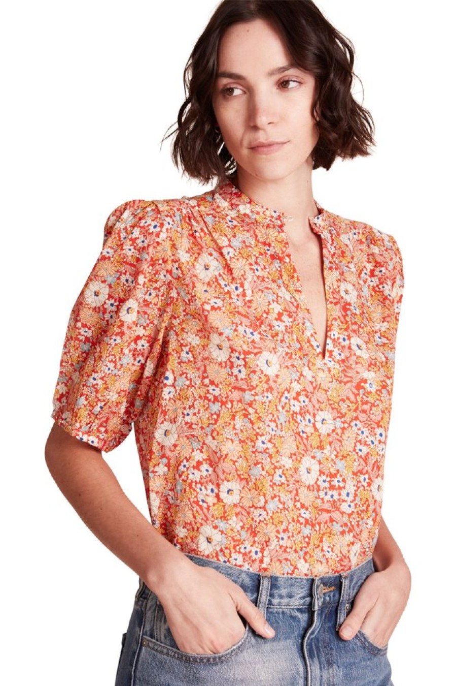 Tops Trovata | Trovata Birds Of Paradis Aline Blouse In Autumn Fields