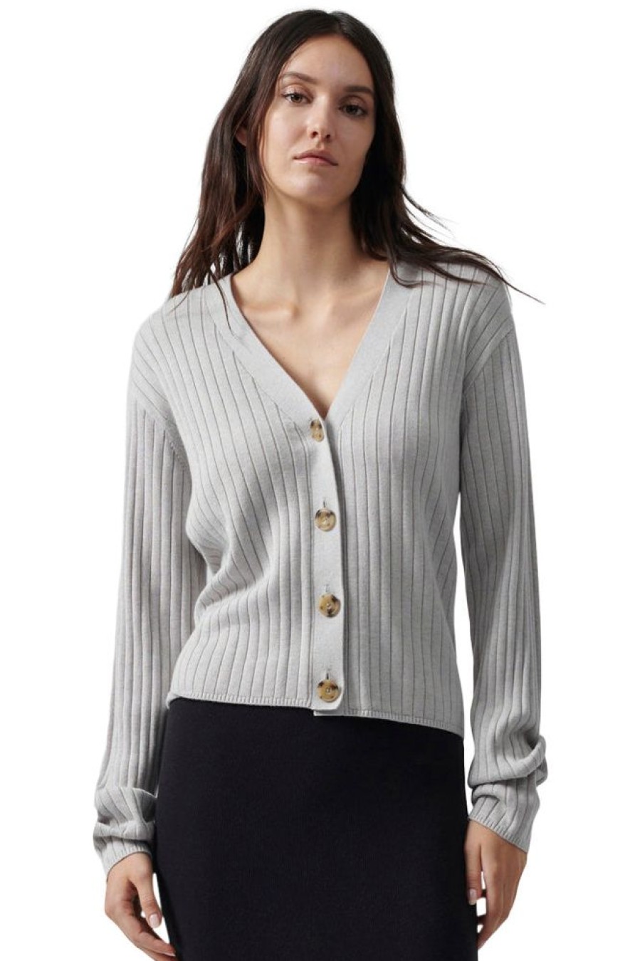 Sweaters ATM AnthonyThomas Melillo | Atm Silk Cashmere Cardigan In Grey Birch