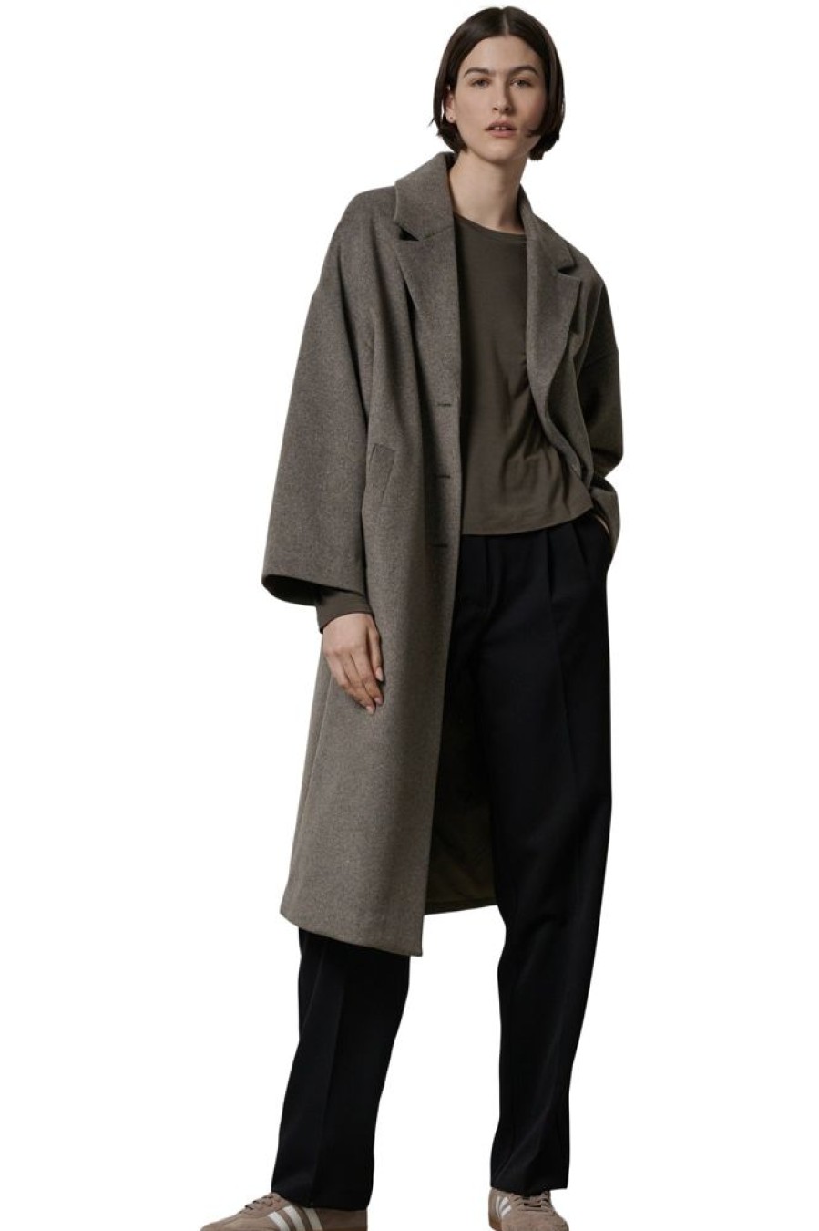 Blazers & Outerwear VELVET | Velvet Huntington Wool Long Coat In Smoke