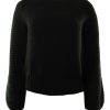 Sweaters AUTUMN CASHMERE | Autumn Cashmere Fancy Stitch Crew W/ Open Pointelle Yoke In Black