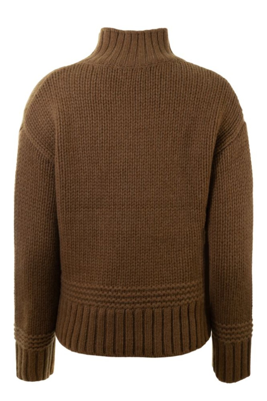 Sweaters REPEAT | Repeat Cashmere Stand Collar Sweater With Ribbed Hem Hazel