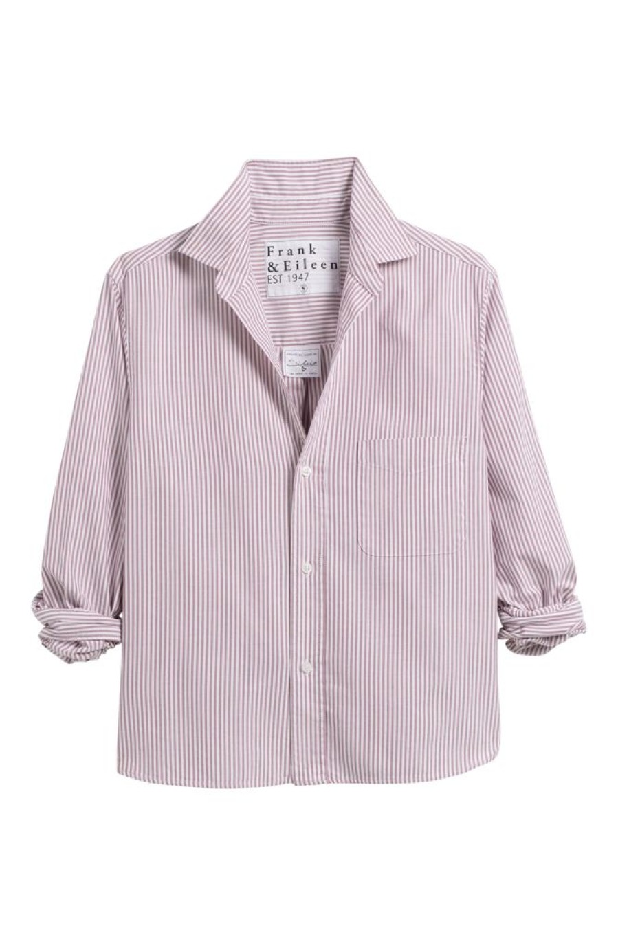 Tops Frank & Eileen | Frank & Eileen Silvio Untuckable Button Up In Winewashed Stripe White